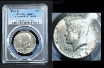 1968-D Kennedy Half Dollar  PCGS Graded UNC - Cleaned  (zas4NT)