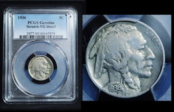 1936  Buffalo Nickel  PCGS Graded VG Details - Scratch  (mba29NT)