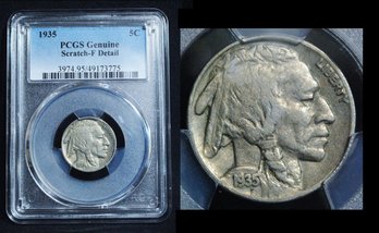 1935  Buffalo Nickel  PCGS Graded F Details -  Scratch  (brc9NT)