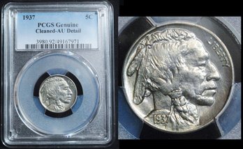 1935  Buffalo Nickel  PCGS Graded AU Details -  Cleaned  NICE COIN! (3cpo5NT)