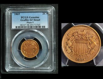 1865 Two Cent Piece  PCGS Graded  XF - Graffiti (minimal)  SUPER COIN!   (2far5NT)