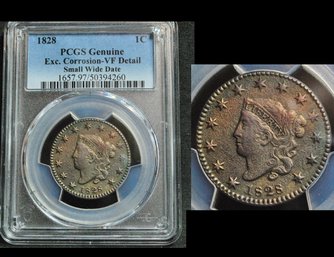 1828  Classic / Coronet Large Cent  PCGS Graded  VF Detail - Corrosion    (8xta4NT)