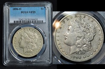 1896 -O  Morgan Silver Dollar PCGS  VF 25  NICE!  Key Date!  (fra34NT)