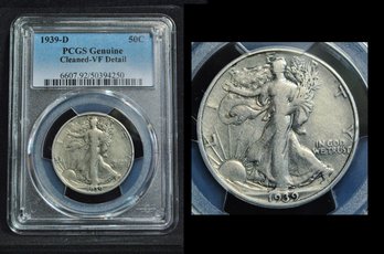 1939-D  Walking Liberty Silver Half Dollar PCGS Graded VF Detail - Cleaned GOOD DATE!  (xat32NT)