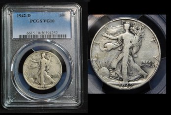 1942-D  Walking Liberty Silver Half Dollar PCGS Graded VG 10   (orb29NT)