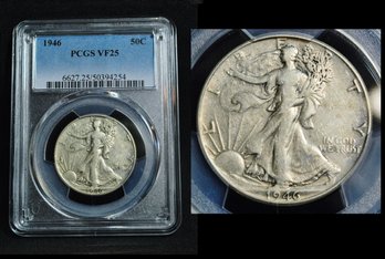 1946  Walking Liberty Silver Half Dollar PCGS Graded VF 25   (vaa77NT)