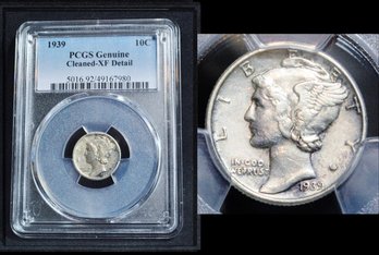 1939  Mercury Silver Dime  PCGS Graded  XF Detail - Cleaned NICE COIN!  (mkc47NT)