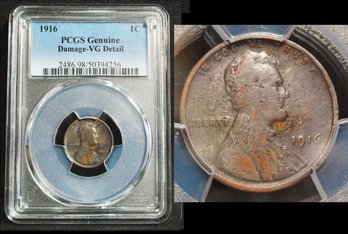 1916 Lincoln Cent  PCGS Graded  VG Detail - Damage   (cfcc2NT)