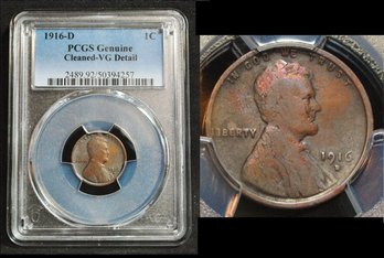 1916-D   Lincoln Cent  PCGS Graded  VG Detail - Cleaned   (dgb7NT)