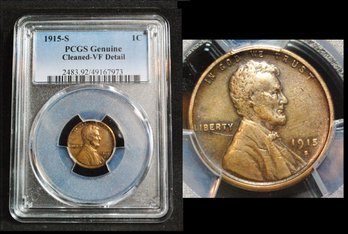 1915-S   Lincoln Cent  PCGS Graded  VF Detail - Cleaned  NICE COIN!  (1bc3NT)