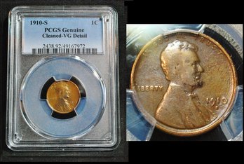 1910-S   Lincoln Cent  PCGS Graded  VG Detail - Cleaned  NICE COIN!  (2orc5NT)