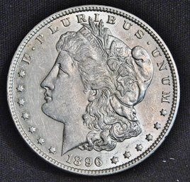 1896 Morgan Silver Dollar  AU  / BU Great Date!  Full CHEST FEATHERING  NICE! (3acz2