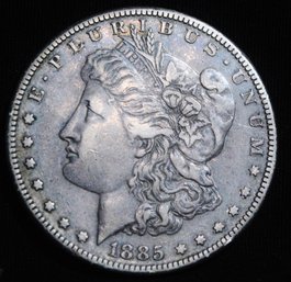 1885-S  Morgan Silver Dollar VF PLUS  KEY DATE Hard To Find ! Toned  (arm31)