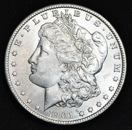 1901-O   Morgan Silver Dollar BU / AU UNCIRC  Great Date! FULL CHEST FEATHERING  Super Coin!  (cwe6)