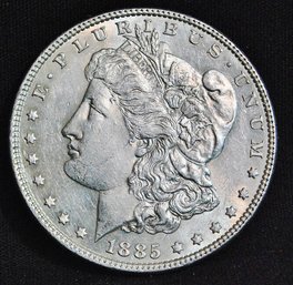1885  Morgan Silver Dollar UNCIRCULATED   Full CHEST FEATHERING   (Dmz44)
