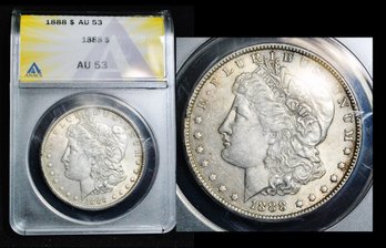 1888-S   Morgan Silver Dollar ANACS  AU53  GOOD Date!  Nice Coin!  (3ndc4)