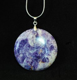 NEW Natural Purple Charoite Pendant Necklace W/Sterling Silver Chain Spiritual HEALING STONE OF POSITIVITY