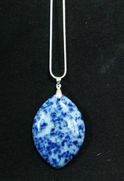 Natural Blue/White Sodalite Pendant Necklace W/Sterling Silver Chain STONE OF Spiritual HEALING &PERCEPTION