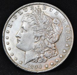 1890  Morgan Silver Dollar  AU Near UNCIRC  Good Date! FULL CHEST FEATHERING!  NICE! (dag75)