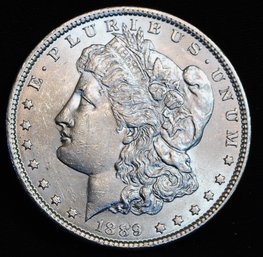 1889 Morgan Silver Dollar UNCIRC / AU Full Chest Feathering SUPER NICE (fav33)