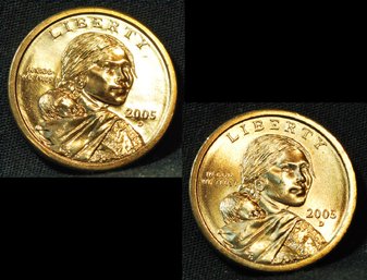 2  2005-D Sacagawea Dollars UNCIRC BU Nice!  (2far5)