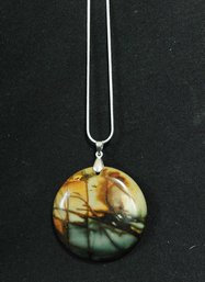 Natural Picasso Jasper Pendant Necklace /Sterling Silver Chain STONE OF CREATIVITY & Spiritual HEALING  NEW