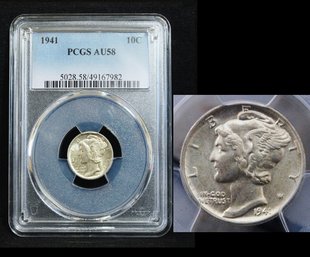 1941 Mercury Silver Dime PCGS Graded AU  58  (5mtg3NT)