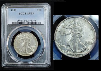 1936 Walking Liberty Silver Half Dollar  PCGS Graded AU  53  (9opm6NT)