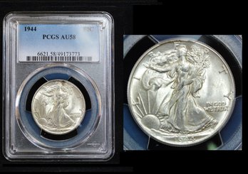 1944  Walking Liberty Silver Half Dollar  PCGS Graded AU  58  (pacx3NT)