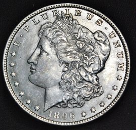 1896  Morgan Silver Dollar  AU Full Chest Feathering SUPER COIN (mgm52)