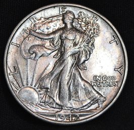 1942-D  Walking Liberty Silver Half Dollar AU Near Uncirculated NICE! (8rbb3)