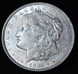 1921 Morgan Silver Dollar  XF Plus / AU Full CHEST FEATHERING!   (bpa27)