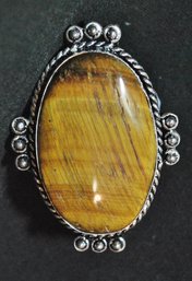 Beautiful Tiger Eye Stone Cabachon Ring German Silver Setting Size 9