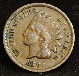 1890 Indian Head Cent  VF Near Full Liberty & Diamond   (dan47)