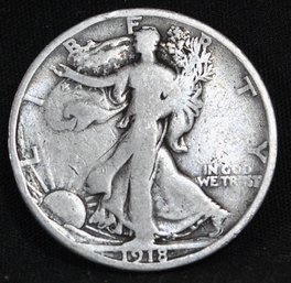 1918-S  Walking Liberty Silver Half Dollar Key Date NICE (lpc28)