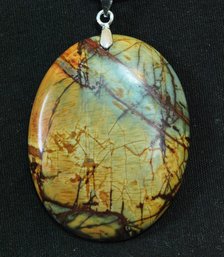 Natural Picasso Jasper Pendant Necklace /Sterling Silver Chain STONE OF CREATIVITY & Spiritual HEALING  NEW