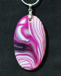 Natural Rose Pink Onyx Agate Pendant Necklace W/Sterling Silver Chain Spiritual Healing Stone BALANCE & CALM