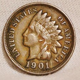 1901 Indian Head Cent  VF Plus  Full Liberty & 4 Diamonds   (poc29)