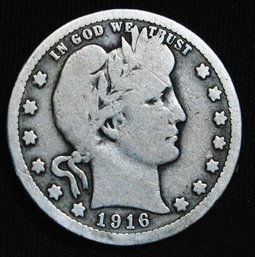 1916  Barber Silver Quarter  VG PLUS  Nice Coin!  (6adp7)