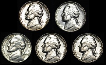 5   1955-D  Jefferson Nickels BU (2kcl5)