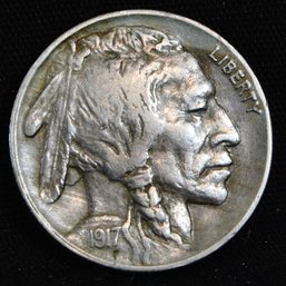 1917 Buffalo Nickel EARLY DATE Full Horn PROFILE DOUBLING / Double Struck ? (20cab7)