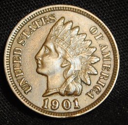 1901  Indian Head Cent  XF Plus / AU Full Liberty & 4 Diamonds Super NICE  (dmz44)