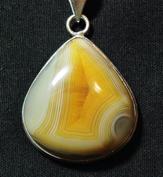 Natural Lace Agate Pendant Necklace / Sterling Silver Chain HEALING Stone Spiritual NEW