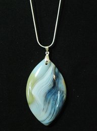 Natural Marine Chalcedony Pendant Necklace /Sterling Silver Chain STONE Spiritual HEALING  NEW