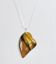 Natural Golden Green Tiger Eye Pendant Necklace /Sterling Silver Chain Spiritual HEALING STONE  NEW