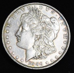 1886  Morgan Silver Dollar AU / BU Full Chest Feathering SHARP  Nice   (urm4)