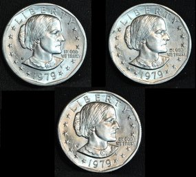 3   1979 P/S/D  Susan B Anthony Dollars UNCIRC (MLucp9)