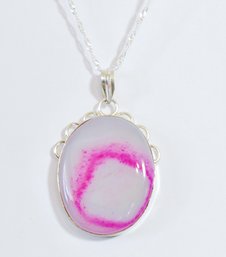 Natural Botswana Agate Pendant In Sterling Silver Setting W/ Sterling Silver 18' Chain Spiritual HEALING STONE