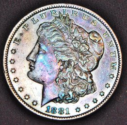 1881-O Morgan Silver Dollar XF / VF Plus SUPERB TONING! Chest Feathering (27swa3)