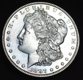 1897 Morgan Silver Dollar BU Great Date! FULL CHEST FEATHERING Wow! (kja63)